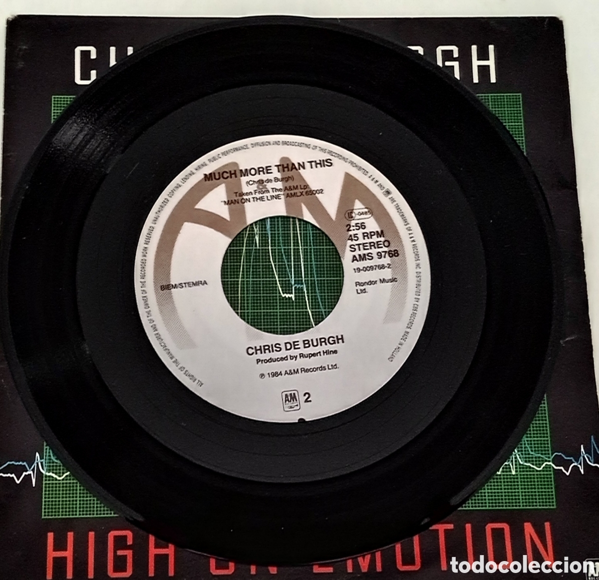 Discos de vinilo: CHRIS DE BURGH - High on emotion (1984) single vinilo 7&rdquo; - Foto 6