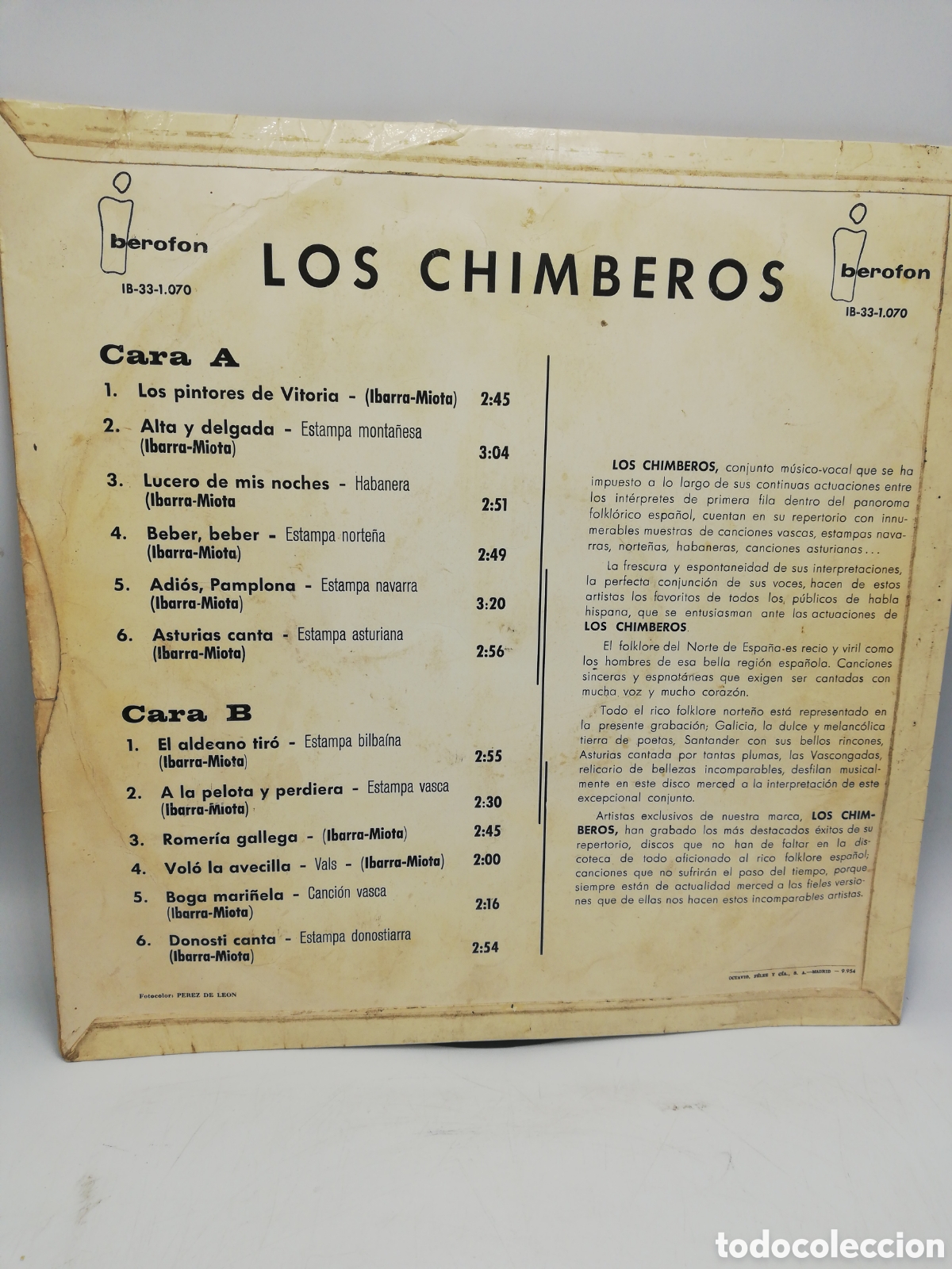 Discos de vinilo: Los Chimberos. Iberof&oacute;n. - Foto 2