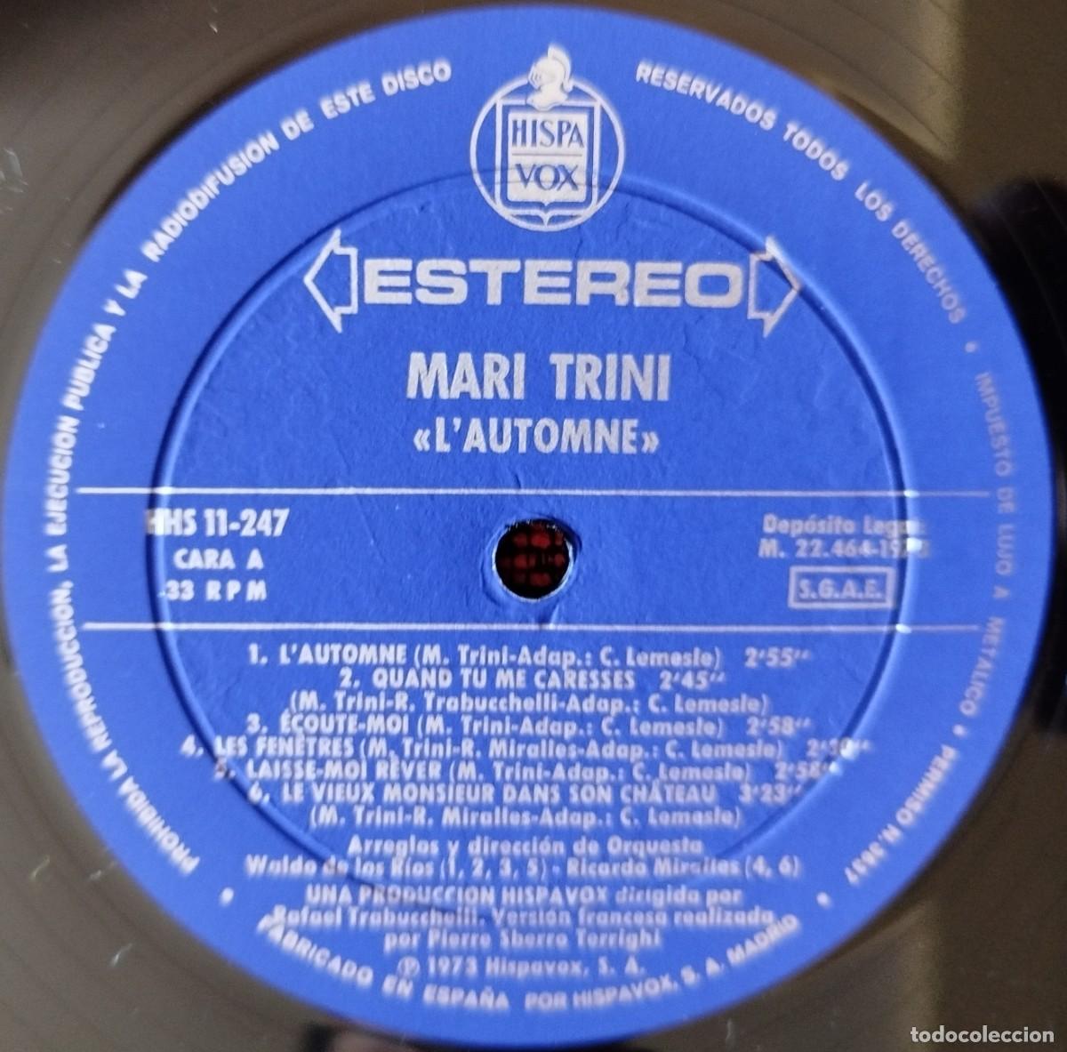 Discos de vinilo: MARI TRINI ** LAutomne ** VINILO LP 1973 - Foto 3