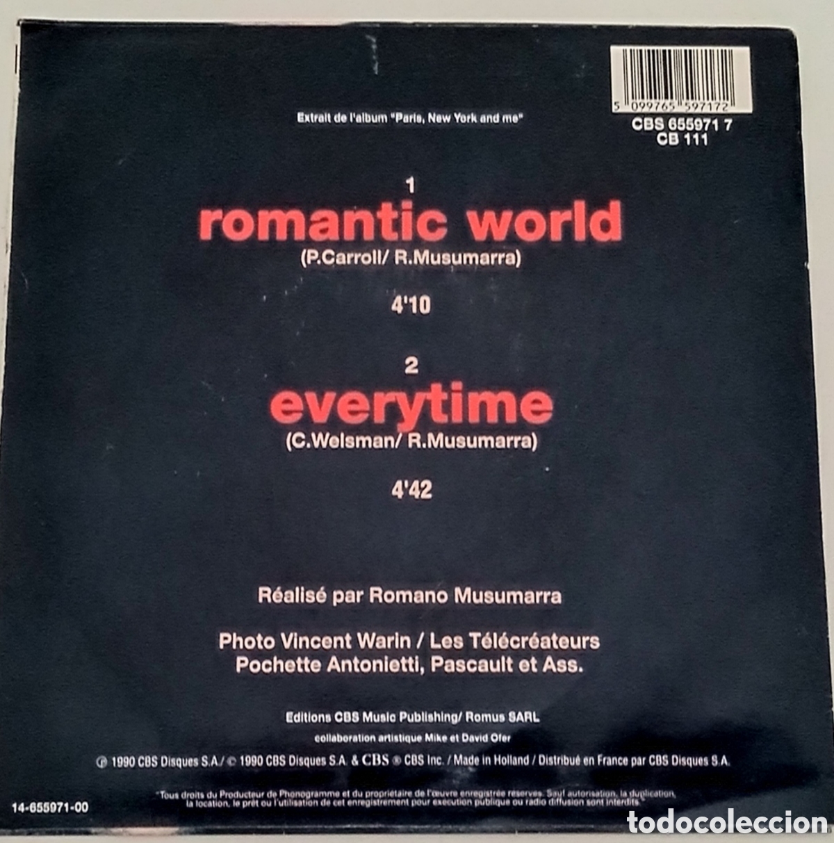 Discos de vinilo: DANA DAWSON - Romantic world (1990) single vinilo 7&rdquo; - Foto 2