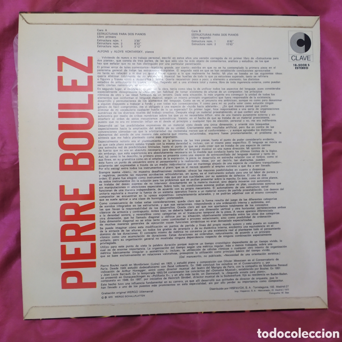 Discos de vinilo: Pierre Boulez - Estructura para dos Pianos - Foto 2