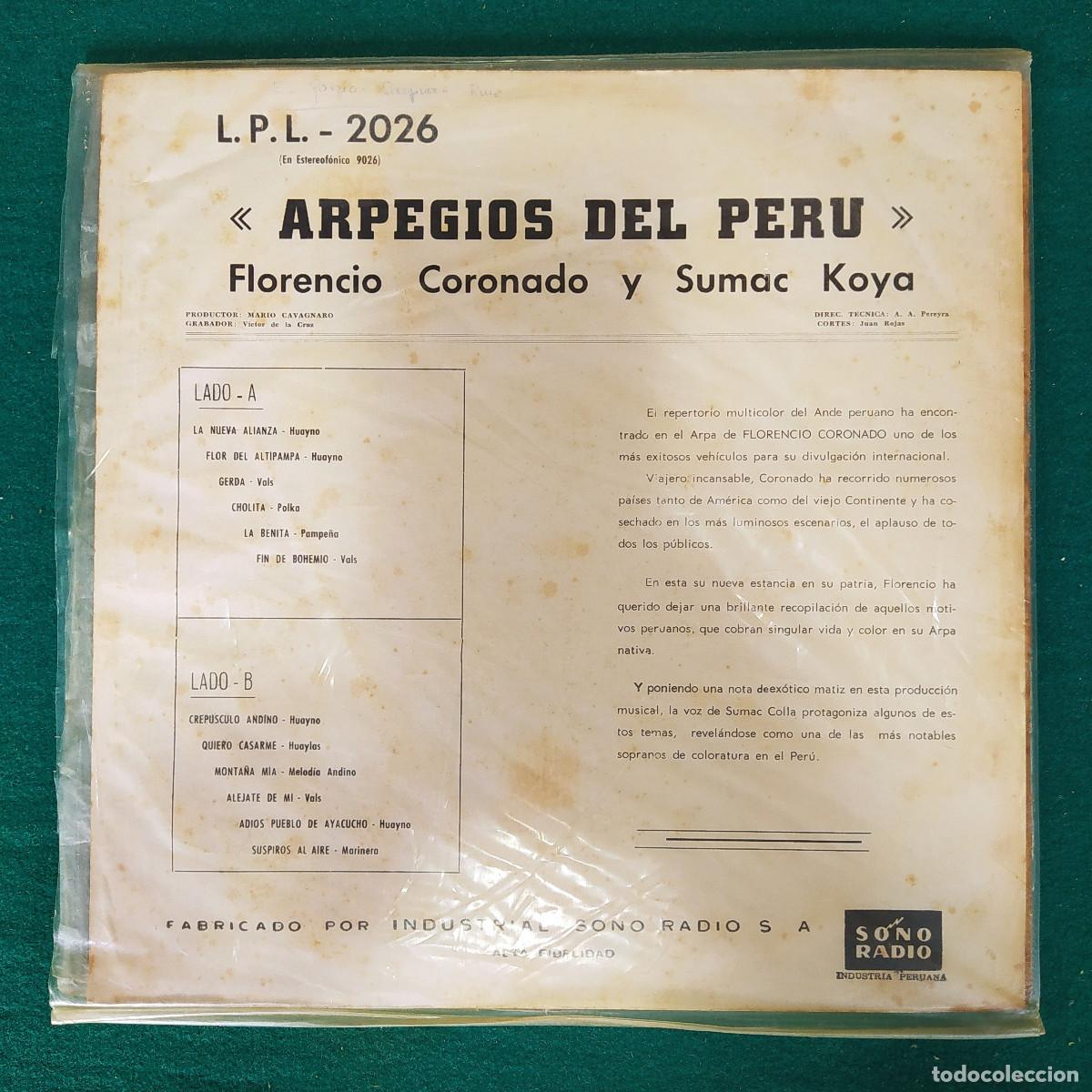 Discos de vinilo: Florencio Coronado, Sumac Koya &ndash; Arpegios Del Per&uacute; - Foto 2