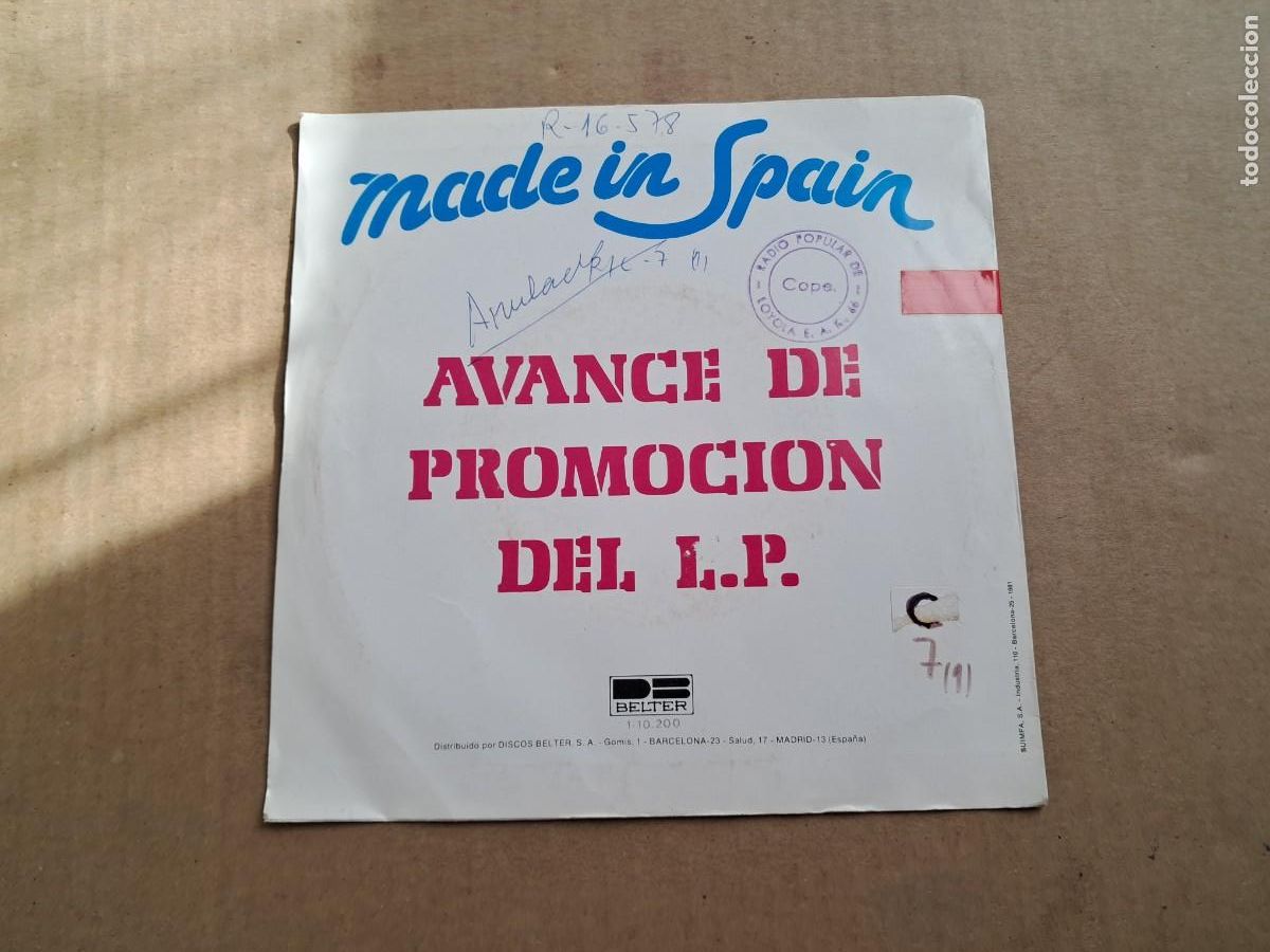 Discos de vinilo: MADE IN SPAIN SINGLE PROMOCIONAL 1981 - Foto 3