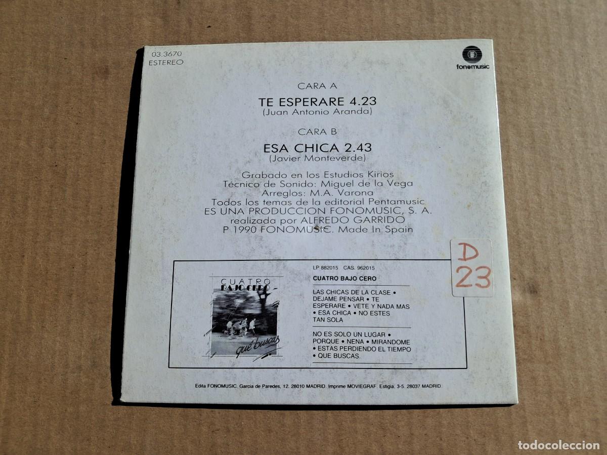 Discos de vinilo: CUATRO BAJO CERO - TE ESPERARE SINGLE 1990 - Foto 3