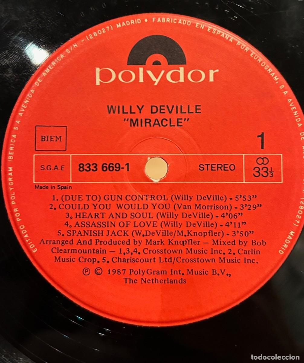 Discos de vinilo: Willy DeVille. Miracle.VG/Good+.1987.Netherlands - Foto 3