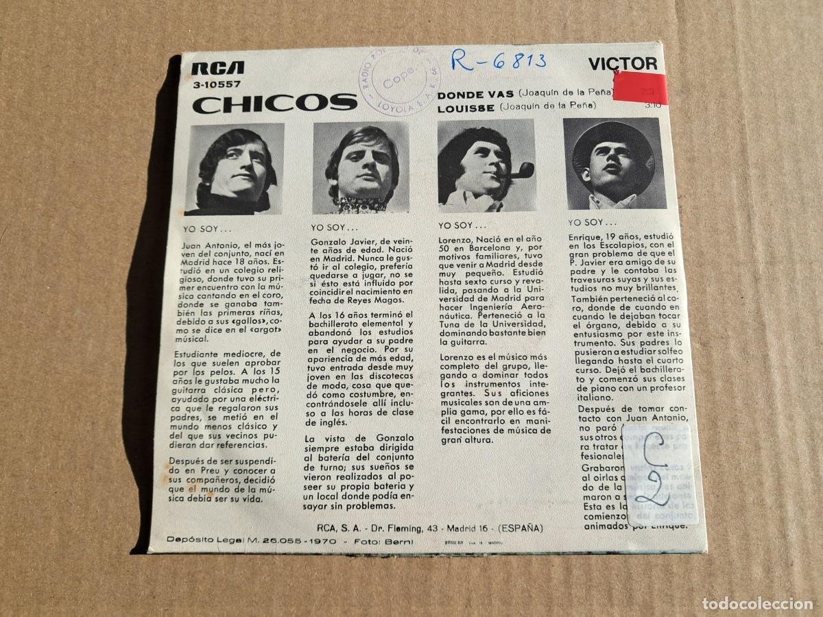 Discos de vinilo: CHICOS - DONDE VAS SINGLE 1970 - Foto 3