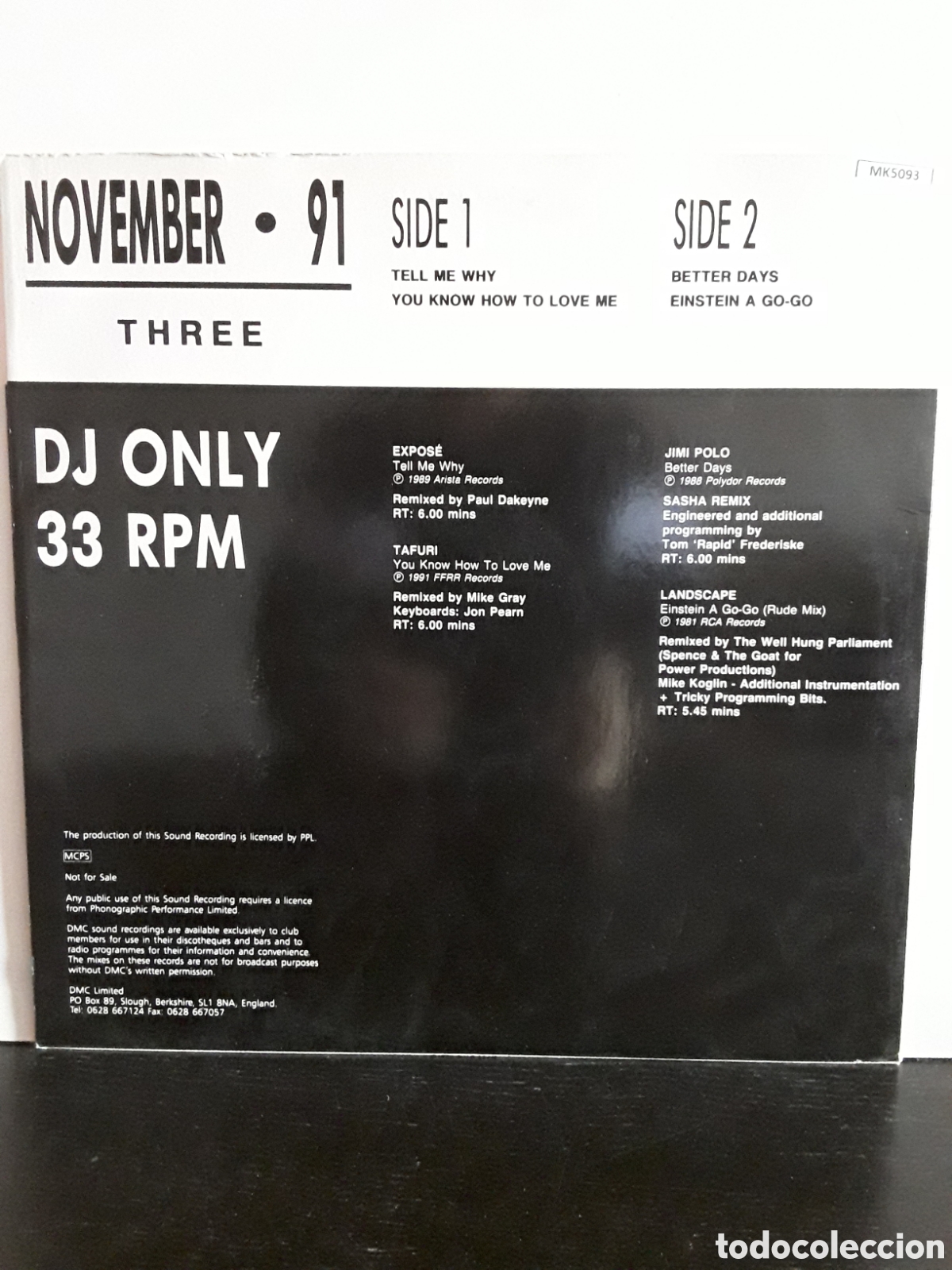 Discos de vinilo: November 91 - Three BREAKBEAT - Foto 2