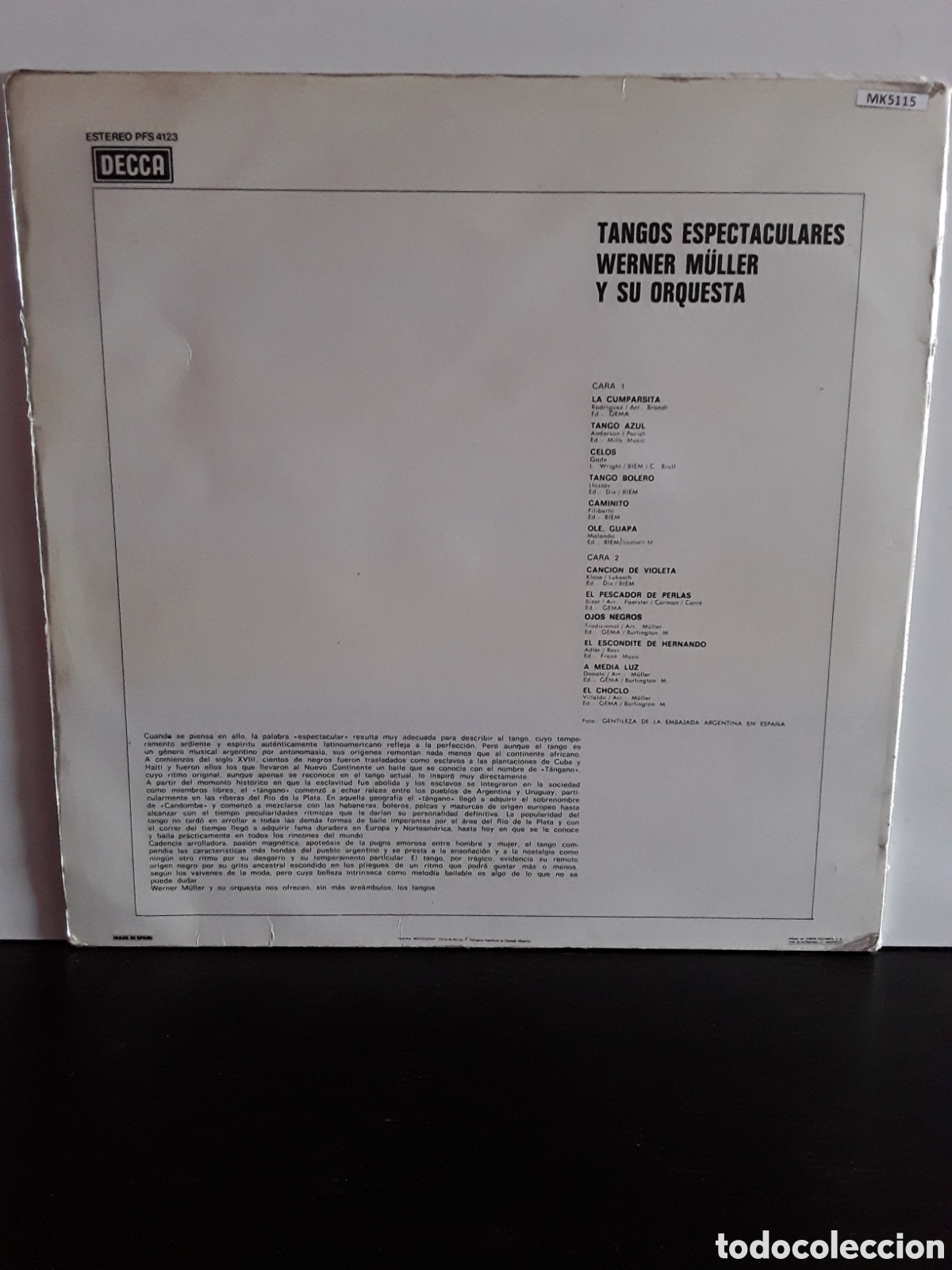 Discos de vinilo: Werner M&uuml;ller Y Su Orquesta &lrm;&ndash; Tangos Espectaculares - Foto 2