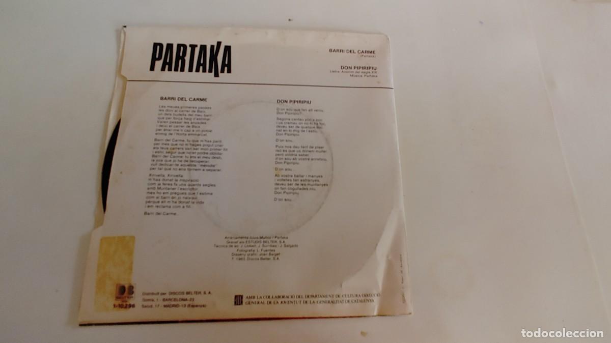 Discos de vinilo: PARTAKA-SINGLE BARRI DEL CARME - Foto 2