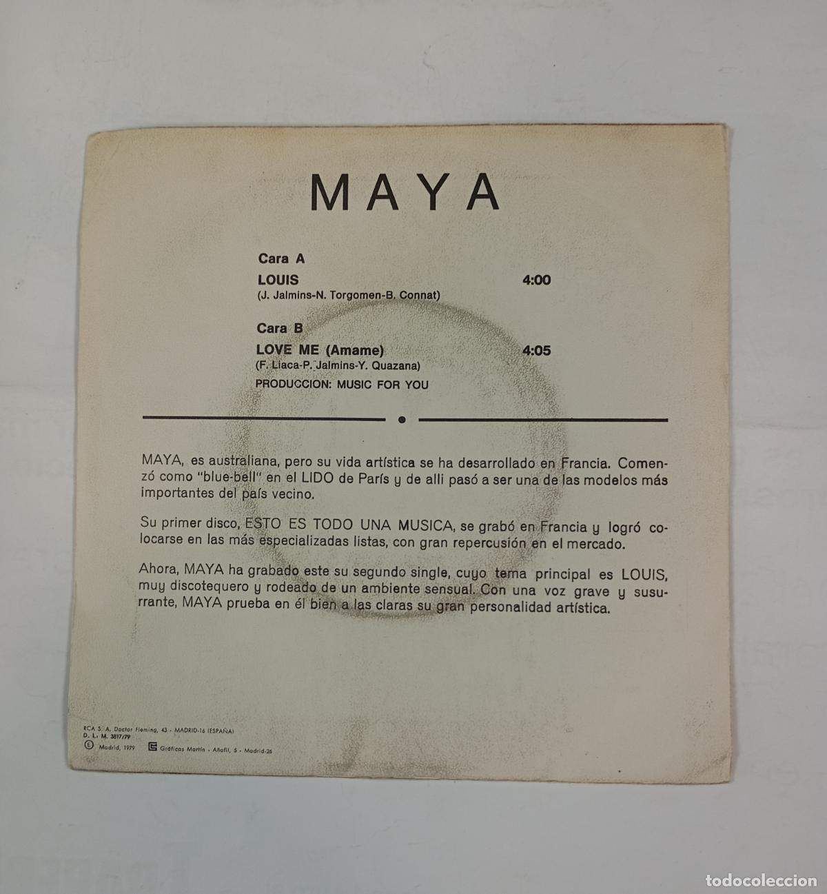 Discos de vinilo: Maya - Louis / Love Me - Single. TDKDS24D - Foto 2