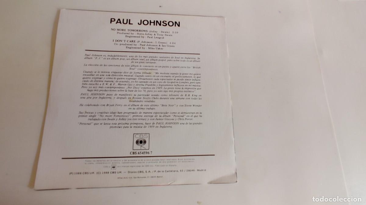 Discos de vinilo: PAUL JOHNSON-SINGLE NO MORE TOMORROWS - Foto 2