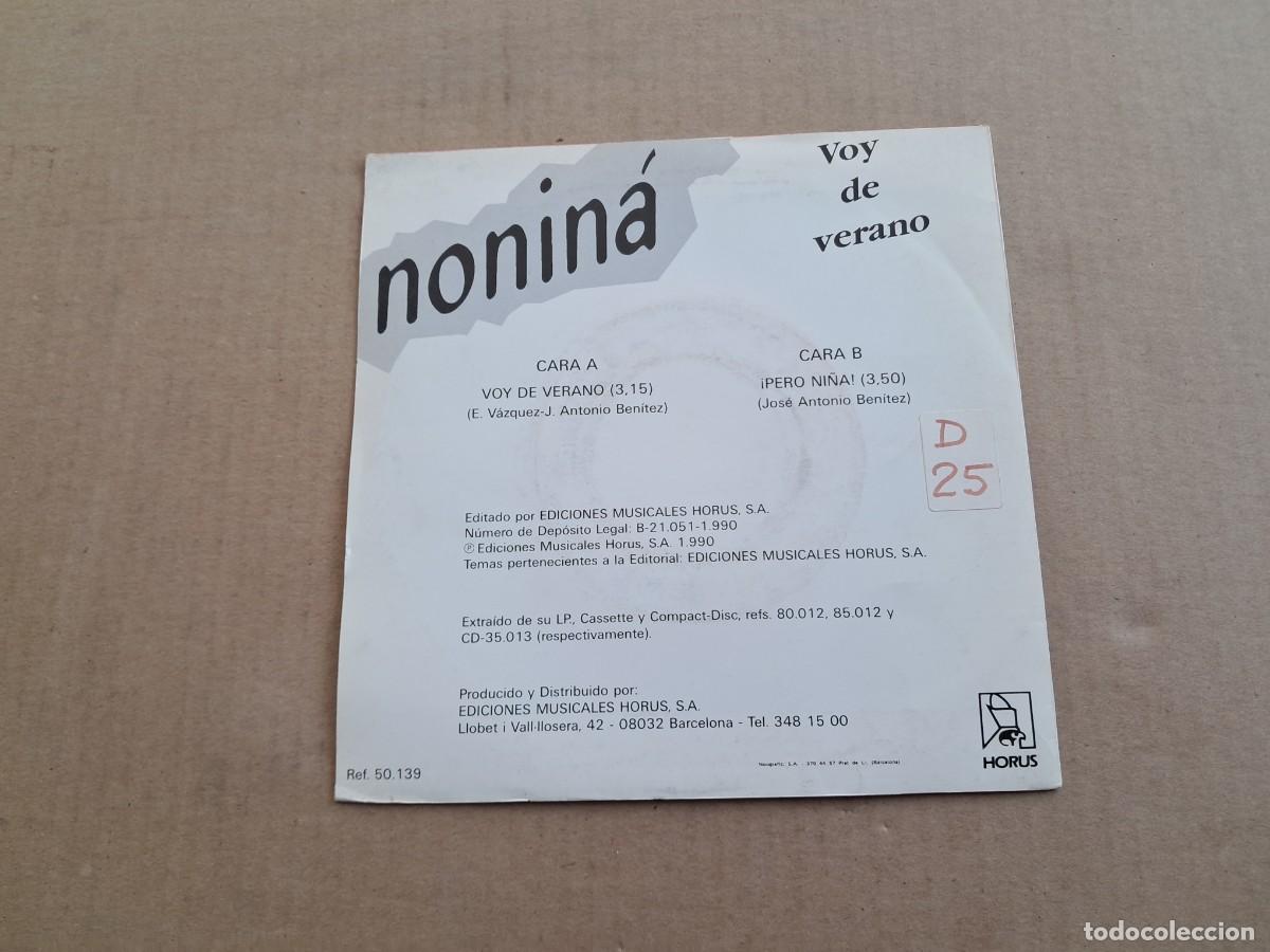 Discos de vinilo: NONINA - VOY DE VERANO SINGLE 1990 - Foto 3