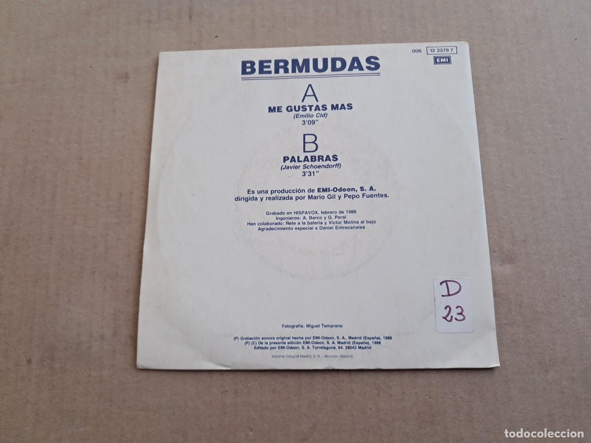 Discos de vinilo: BERMUDAS - ME GUSTAS MAS SINGLE 1988 - Foto 3