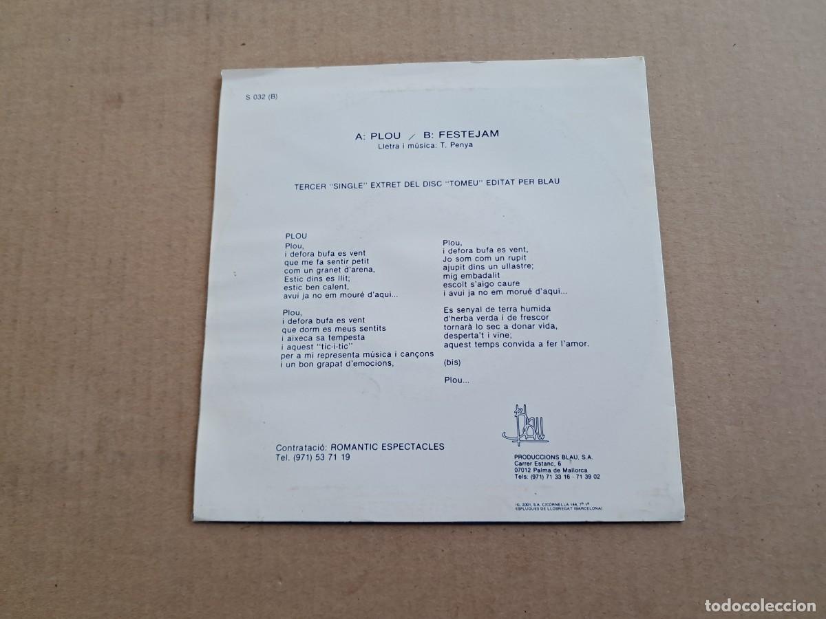 Discos de vinilo: TOMEU PENYA - PLOU SINGLE 1987 FOLK - Foto 3
