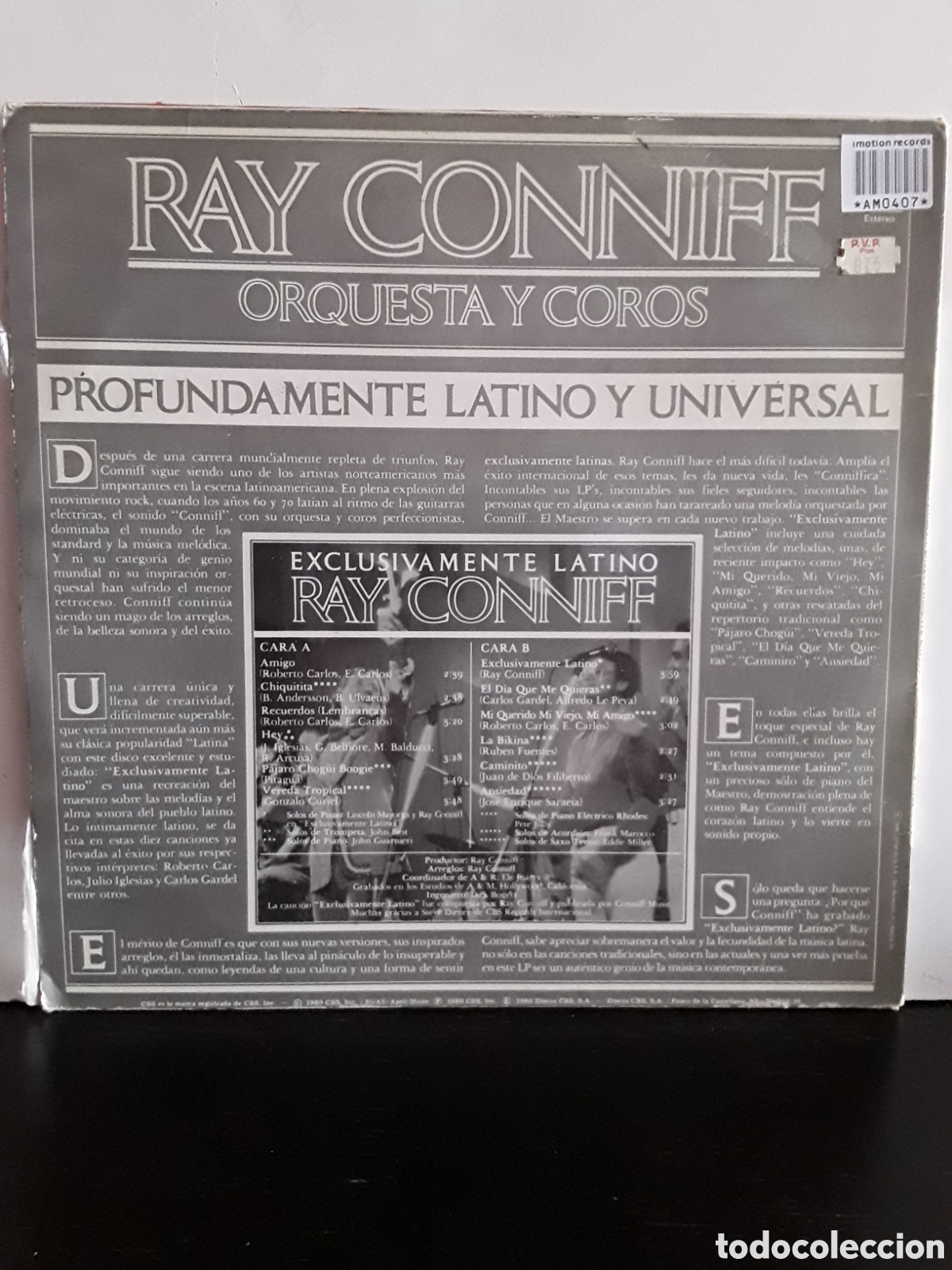 Discos de vinilo: Ray Conniff Orquesta Y Coros &lrm;&ndash; Exclusivamente Latino - Foto 2