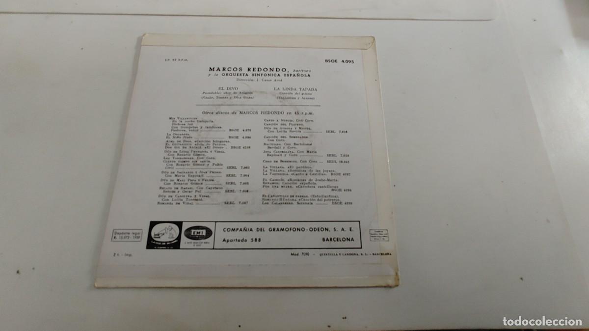 Discos de vinilo: MARCOS REDONDO-EP EL DIVO +3 - Foto 2