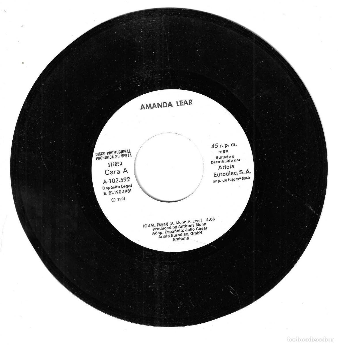 Discos de vinilo: AMANDA LEAR - IGUAL (EGAL) - NIMFOMANIA - ARIOLA 1981 - Foto 2