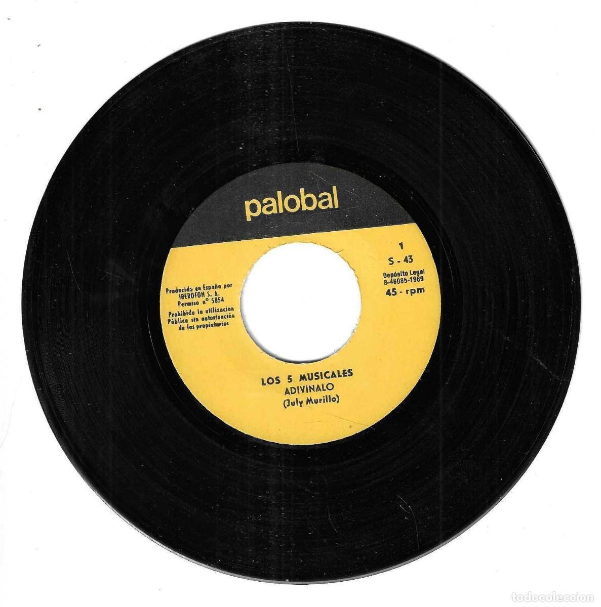 Discos de vinilo: LOS 5 MUSICALES - BUGULU - ADIVINALO - PALOBAL 1969 - Foto 2