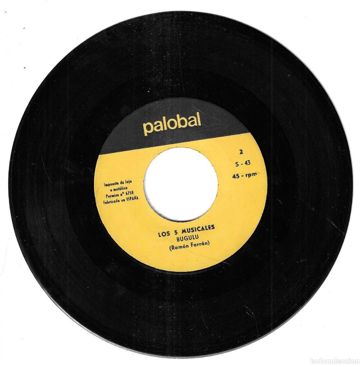Discos de vinilo: LOS 5 MUSICALES - BUGULU - ADIVINALO - PALOBAL 1969 - Foto 3