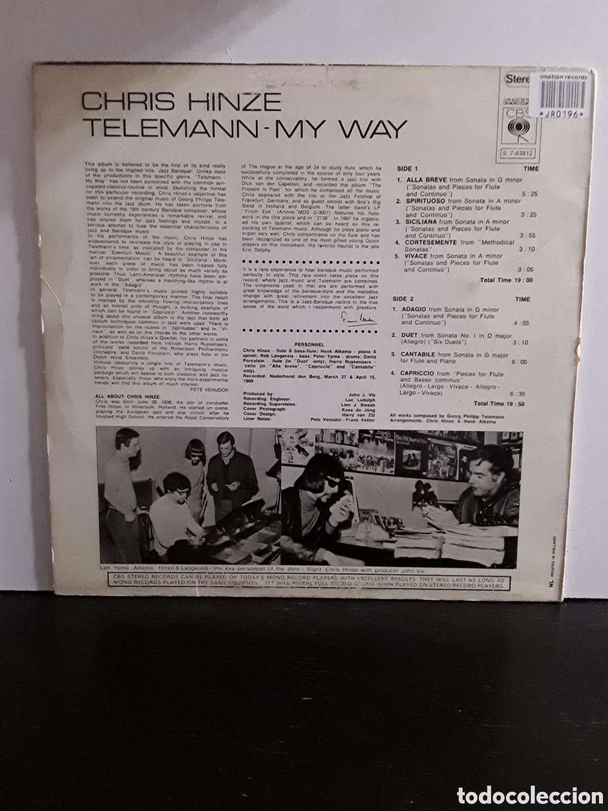 Discos de vinilo: Chris Hinze &lrm;&ndash; Telemann - My Way - Foto 2