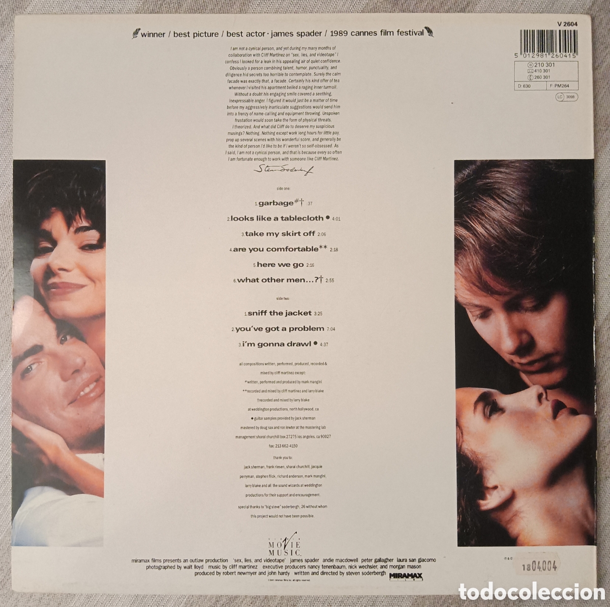 Discos de vinilo: Sex, lies, and videotape - Steven Soderbergh - Foto 2