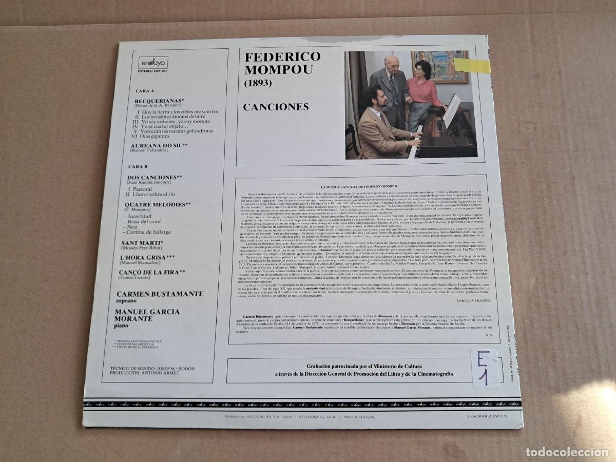 Discos de vinilo: MOMPOU - CANCIONES LP 1983 - Foto 6