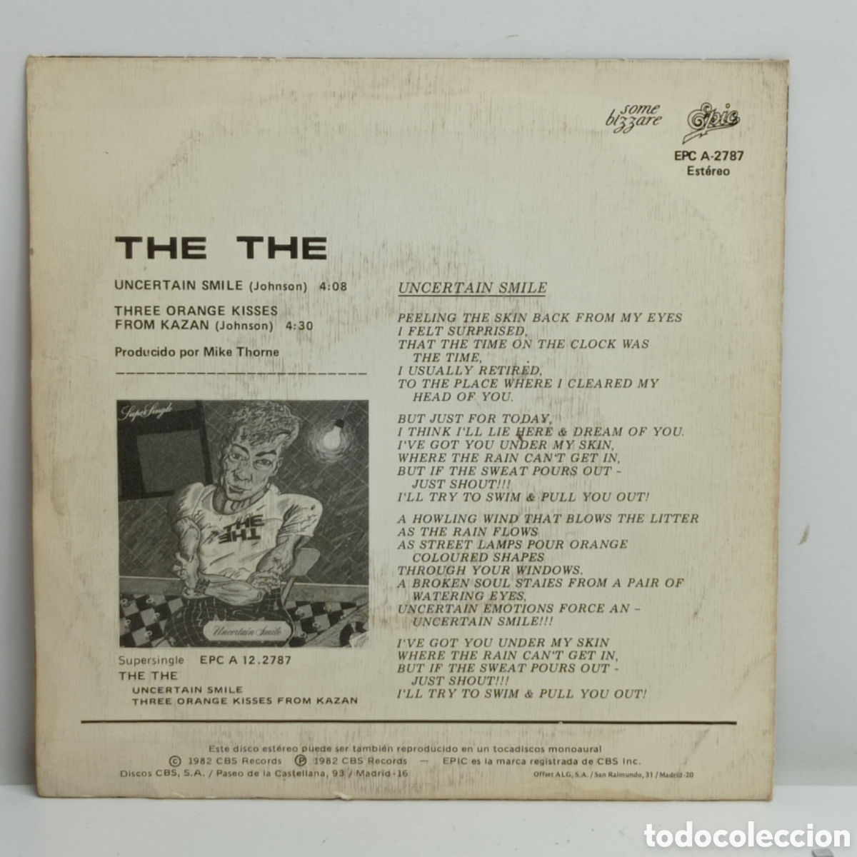 Discos de vinilo: THE THE, UNCERTAIN SMILE (EPIC 1982) - Foto 2