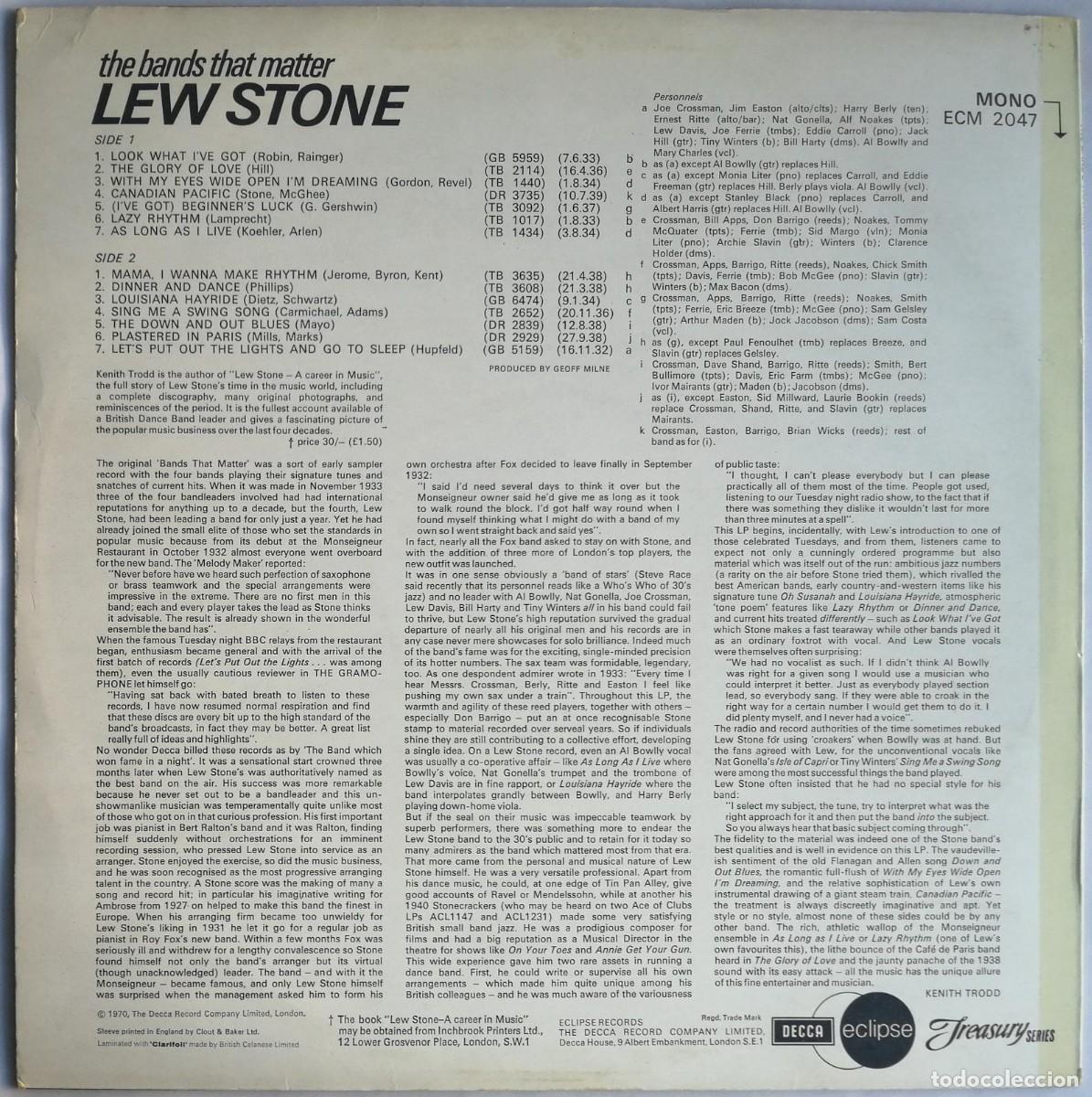 Discos de vinilo: Lew Stone, The Bands That Matter, Decca, Eclipse ECM 2047, UK - Foto 2