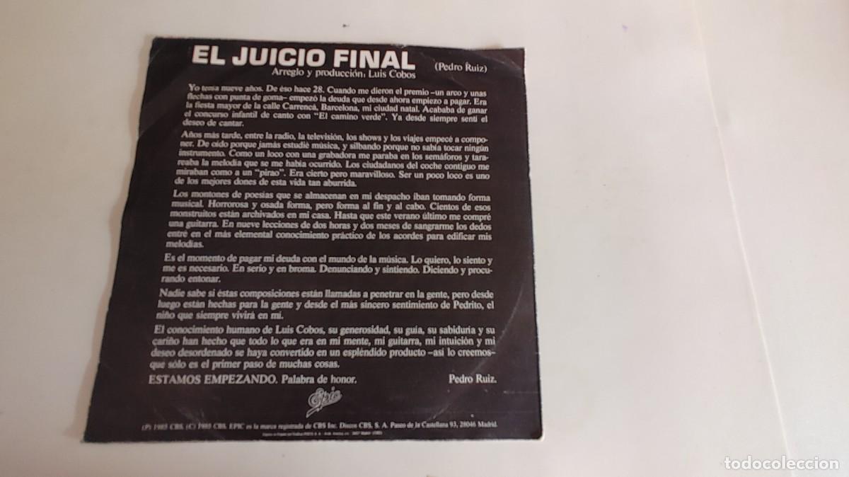 Discos de vinilo: PEDRO RUIZ-SINGLE EL JUICIO FINAL - Foto 2