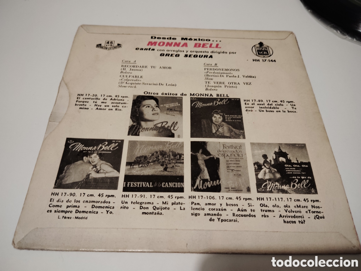 Discos de vinilo: MONNA BELL - DESDE MEXICO ... 1960 - Foto 2