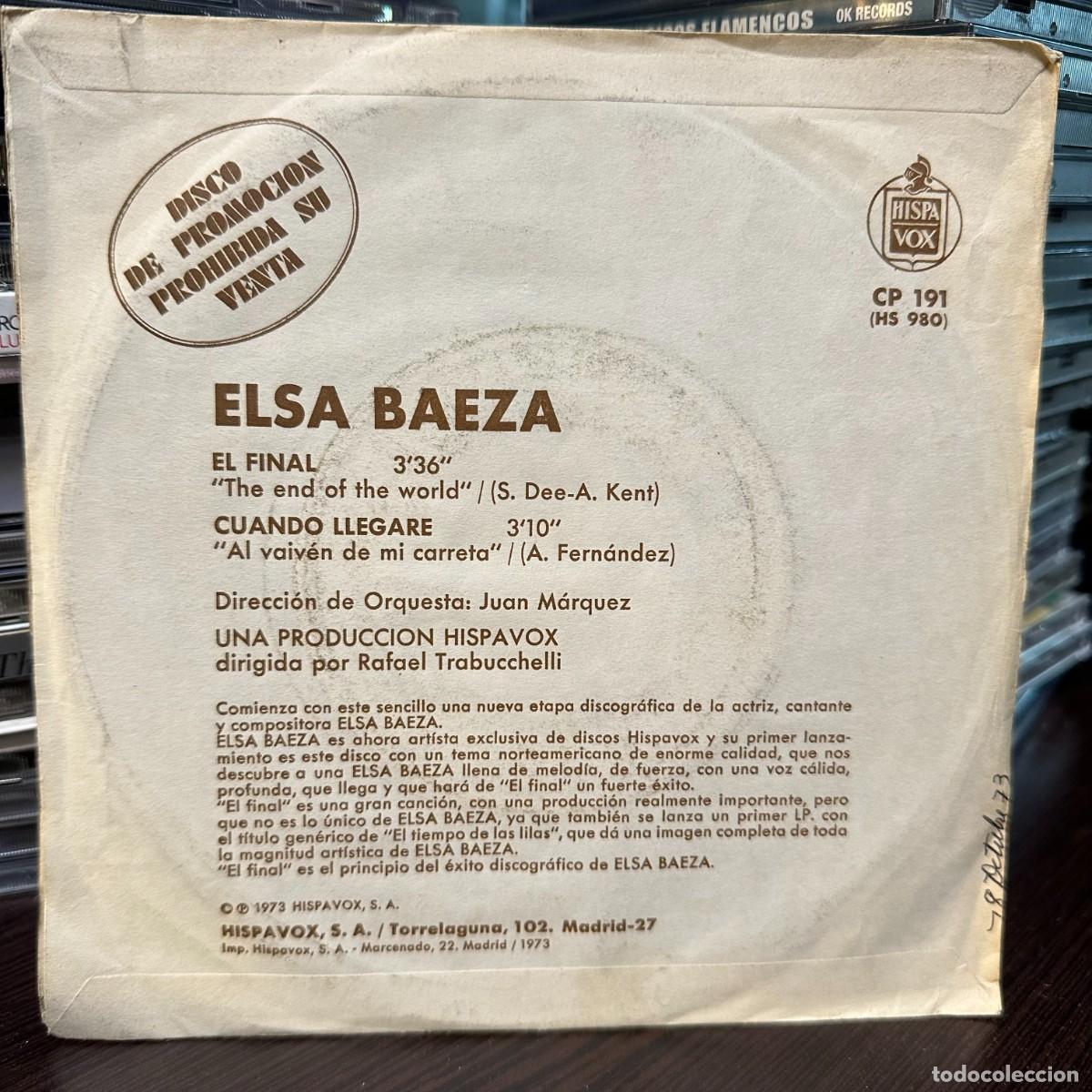 Discos de vinilo: Elsa Baeza - El Final (7&rdquo;, Single) - Foto 2