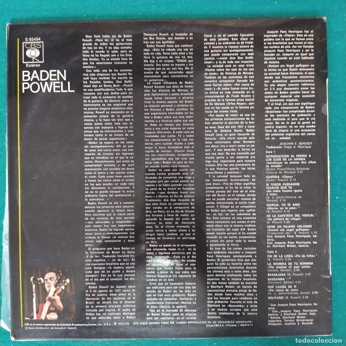 Discos de vinilo: Baden Powell &ndash; Soledades - Foto 2