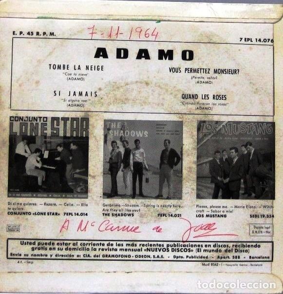 Discos de vinilo: ADAMO - QUAND LES ROSES - SINGLE - Foto 2