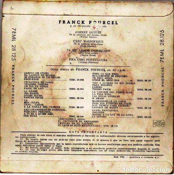 Discos de vinilo: FRANCK POURCEL - JOHNNY GUITAR - SINGLE - Foto 2