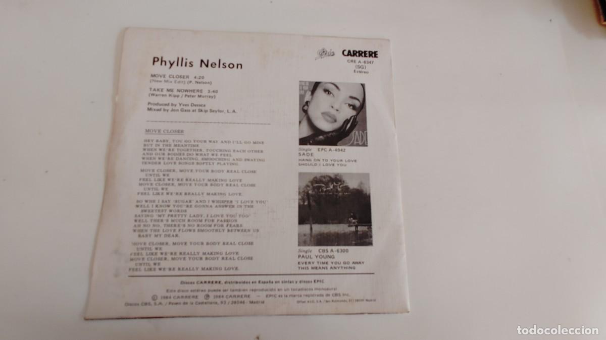 Discos de vinilo: PHYLLIS NELSON-SINGLE MOVE CLOSE-PROMO UNA CARA - Foto 2