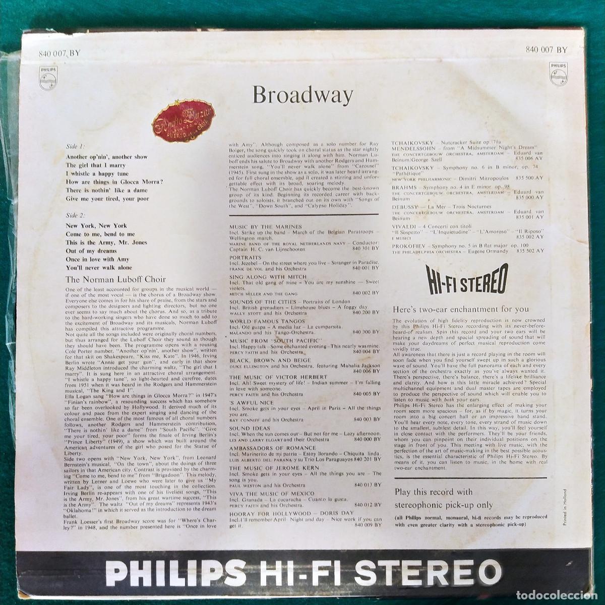 Discos de vinilo: Norman Luboff Choir &ndash; Broadway - Foto 2