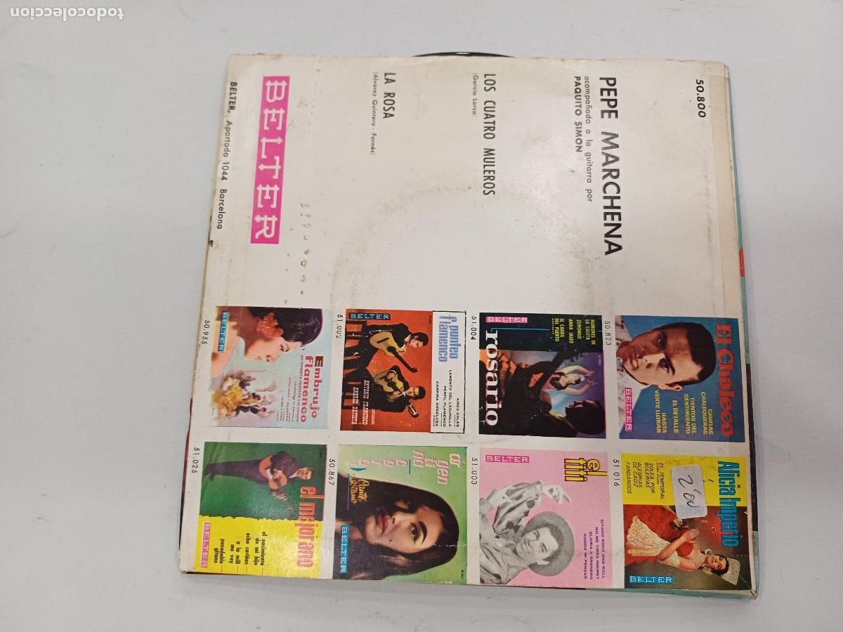 Discos de vinilo: PEPE MARCHENA/LOS CUATRO MULEROS/SINGLE. - Foto 3