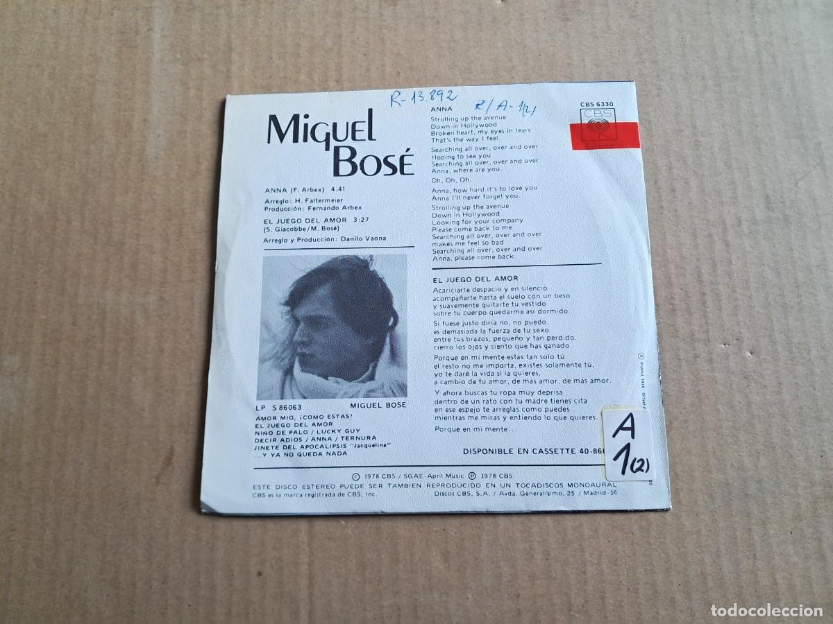 Discos de vinilo: MIGUEL BOSE - ANNA SINGLE 1979 - Foto 3