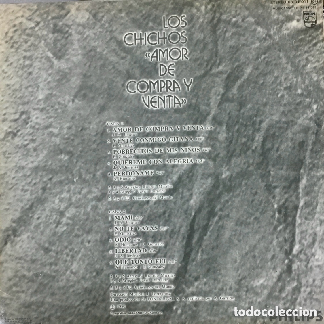 Discos de vinilo: Disco Vinilo LP. Los Chichos. &ldquo;Amor de compra y venta&rdquo;. 1980. - Foto 2