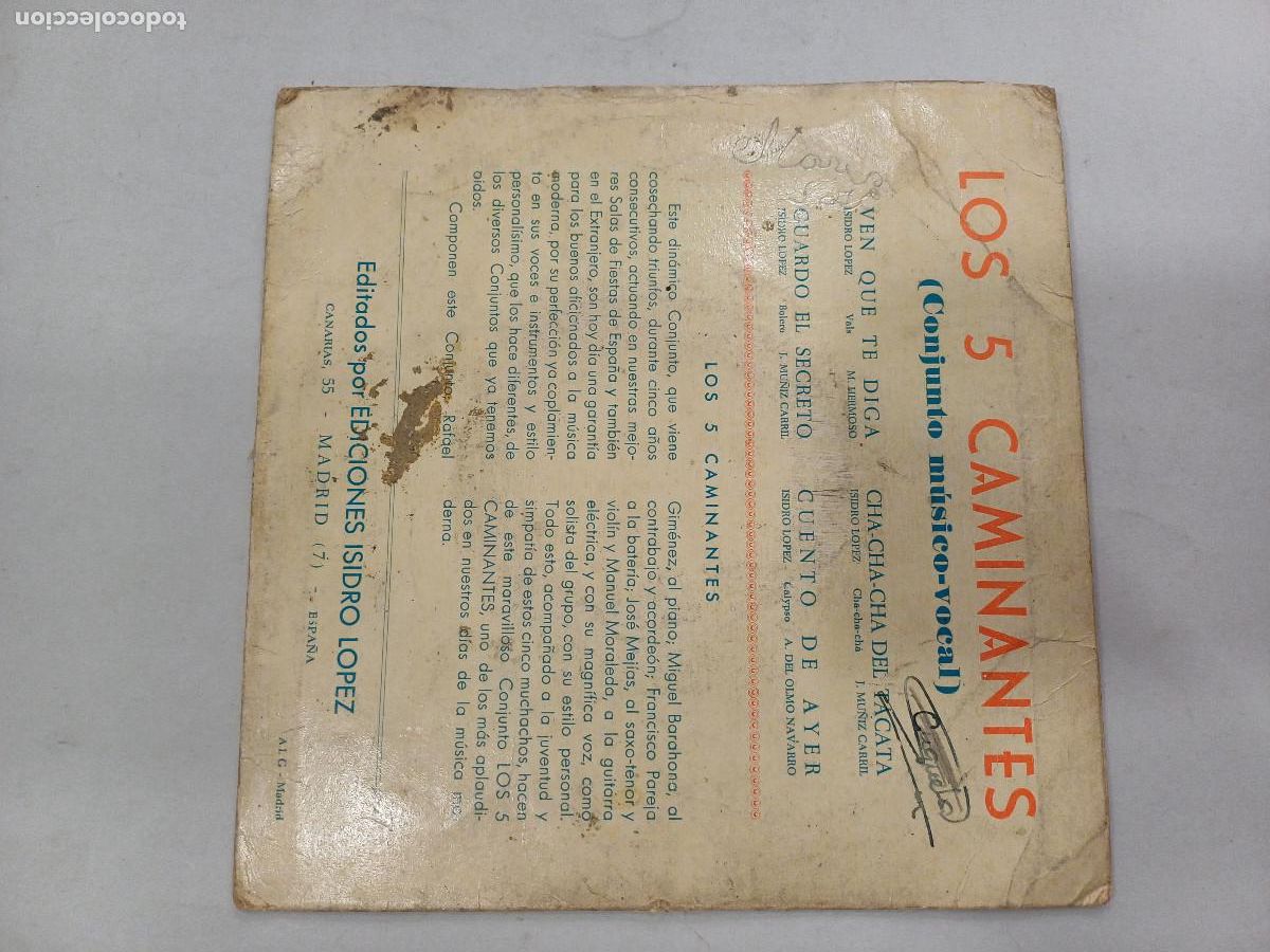 Discos de vinilo: LOS 5 CAMINANTES/VEN QUE TE DIGA/SINGLE. - Foto 3