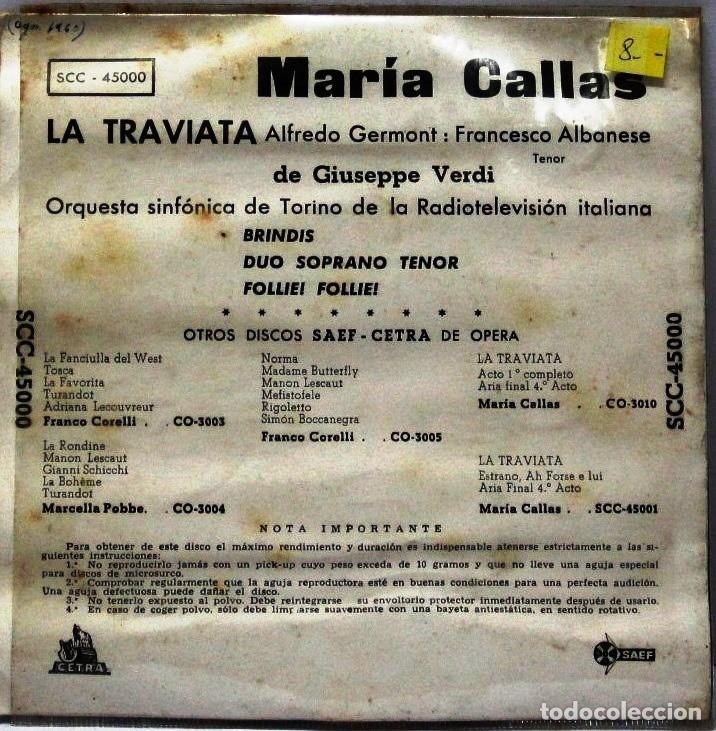 Discos de vinilo: MARIA CALLAS - LA TRAVIATA - SINGLE - Foto 2