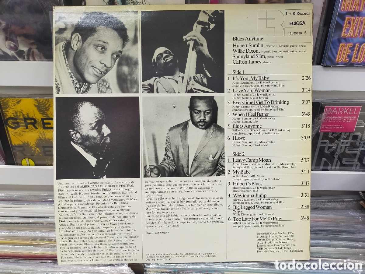 Discos de vinilo: Hubert sumlim LP blues anytime! Espa&ntilde;a 1981 - Foto 2