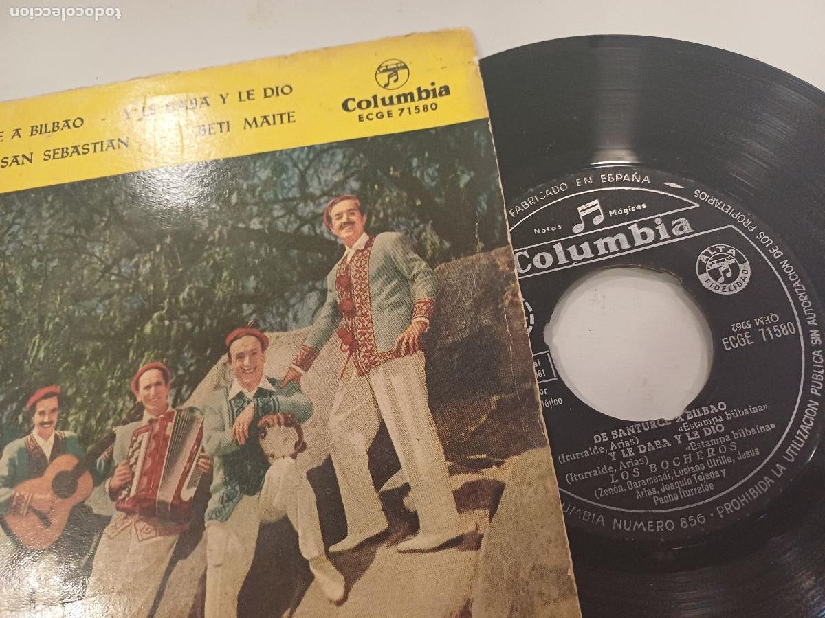 Discos de vinilo: LOS BOCHEROS/DE SANTURCE A BILBAO/SINGLE. - Foto 2