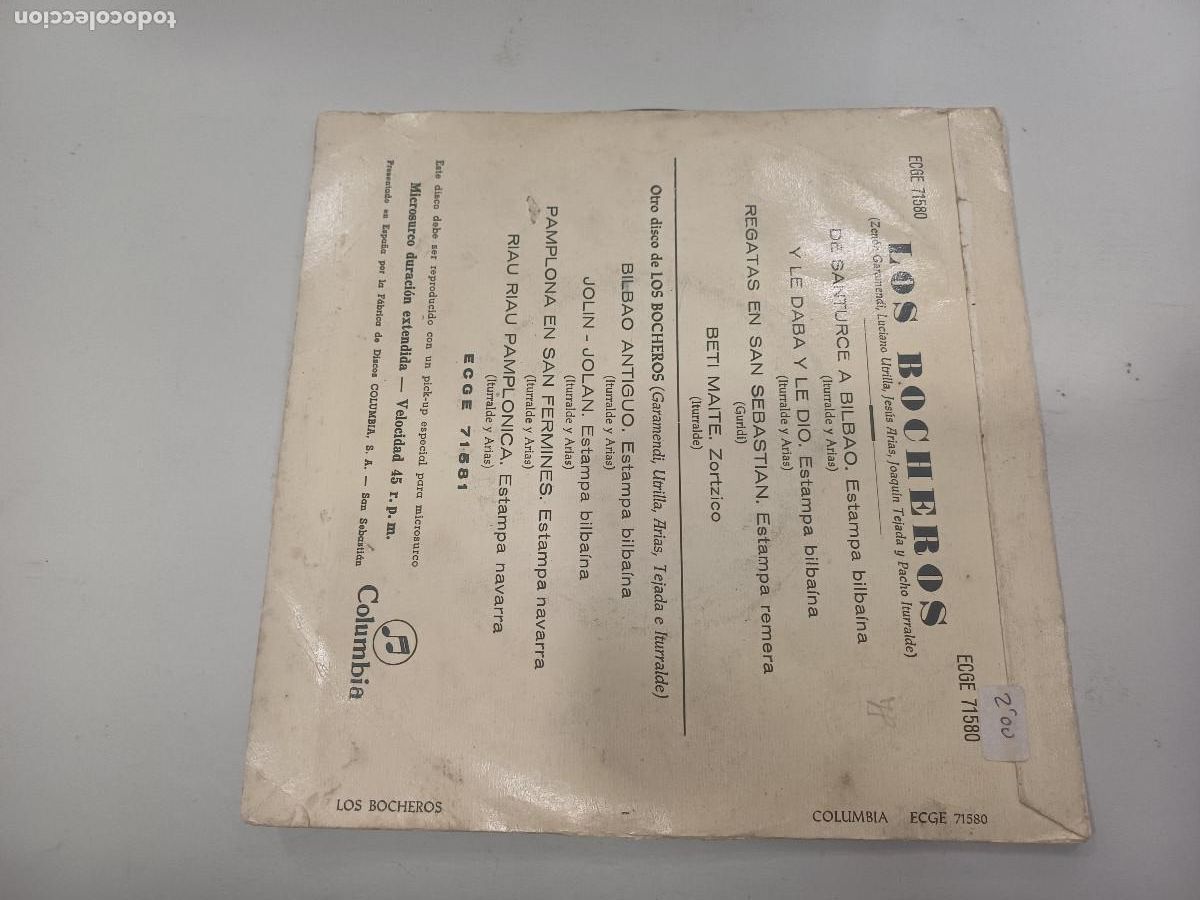 Discos de vinilo: LOS BOCHEROS/DE SANTURCE A BILBAO/SINGLE. - Foto 3