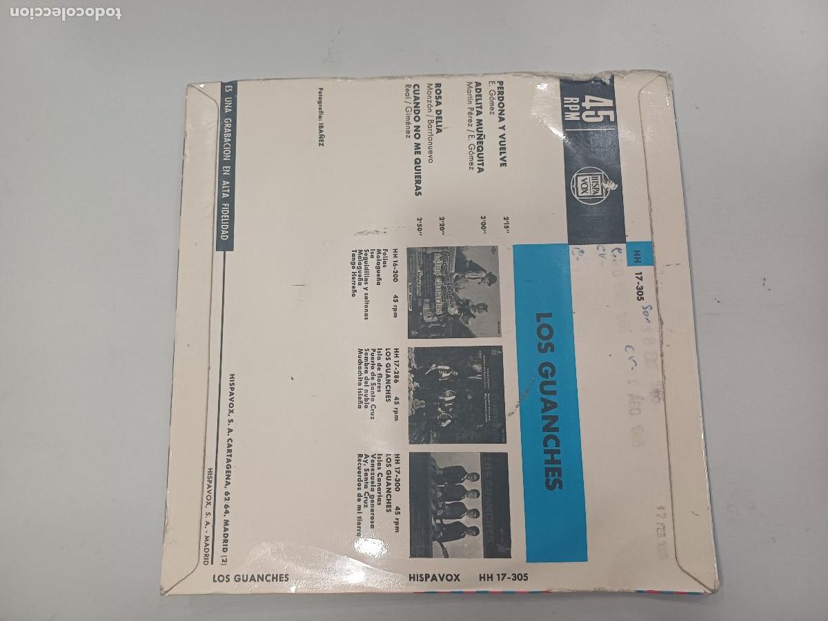 Discos de vinilo: LOS GUANCHES/PERDONA Y VUELVE/SINGLE. - Foto 3
