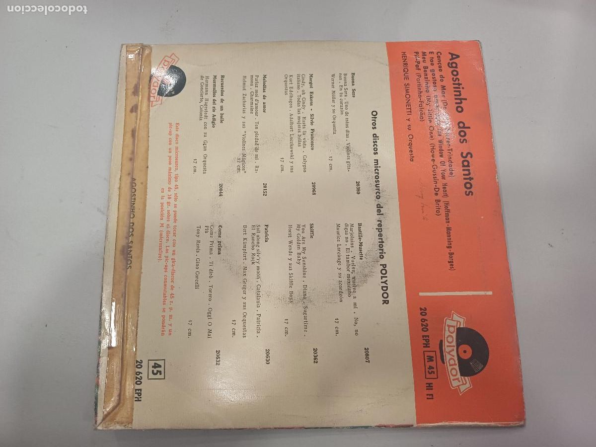 Discos de vinilo: AGOSTINHO DOS SANTOS/CANCAO DO MAR/SINGLE. - Foto 3