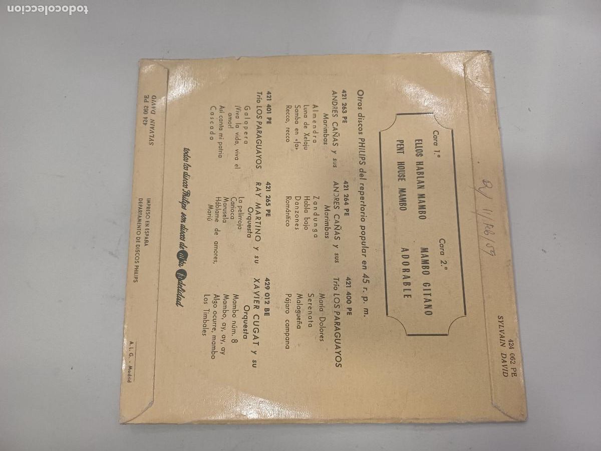 Discos de vinilo: SYLVAIN DAVID/MAMBO GITANO/SINGLE. - Foto 3