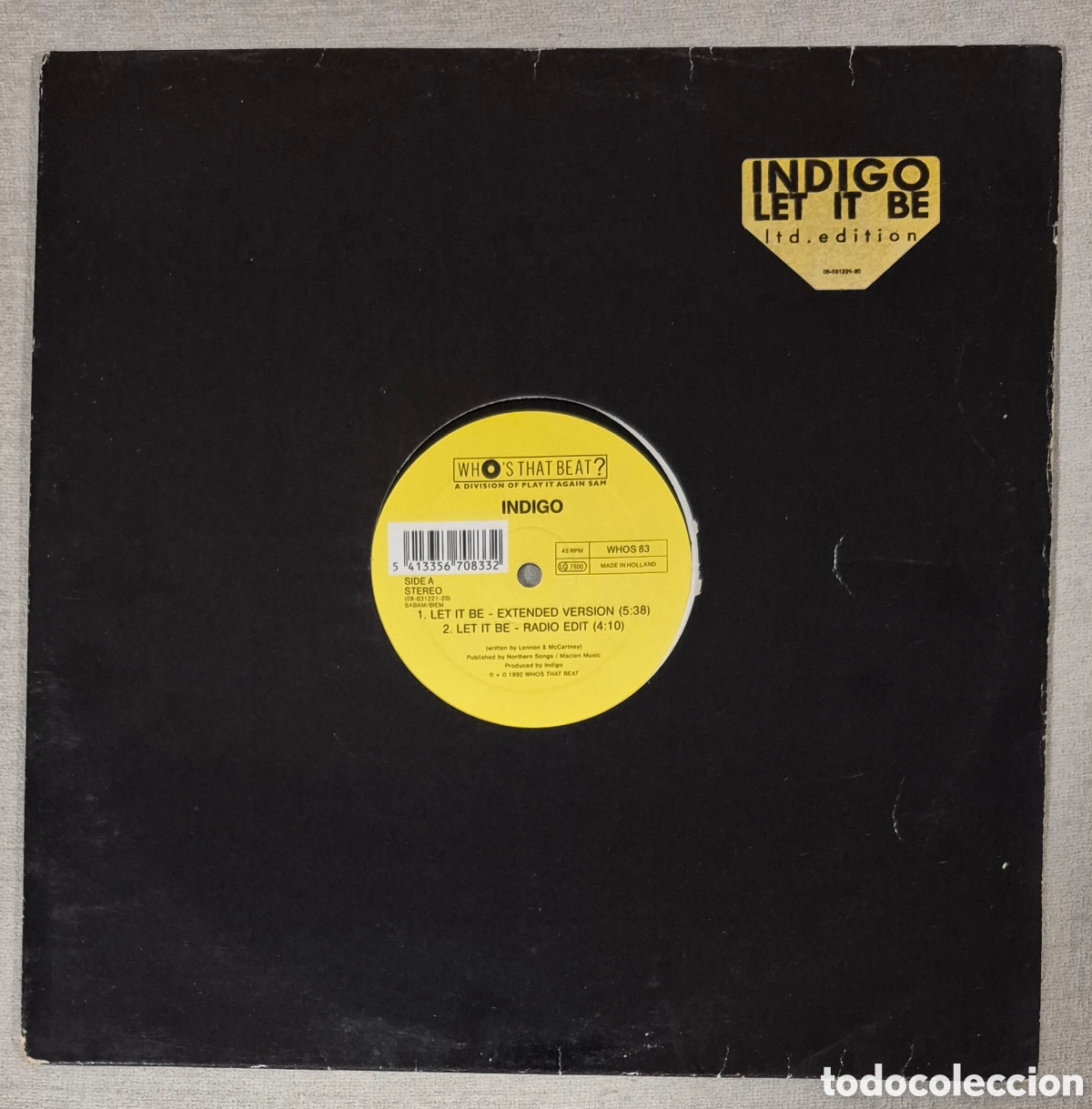 Discos de vinilo: MAXI - INDIGO - LET IT BE - 1992 B&Eacute;LGICA - Foto 2