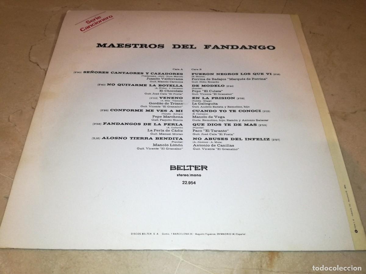 Discos de vinilo: MAESTROS DEL FANDANGO-ORIGINAL 1974 - Foto 2
