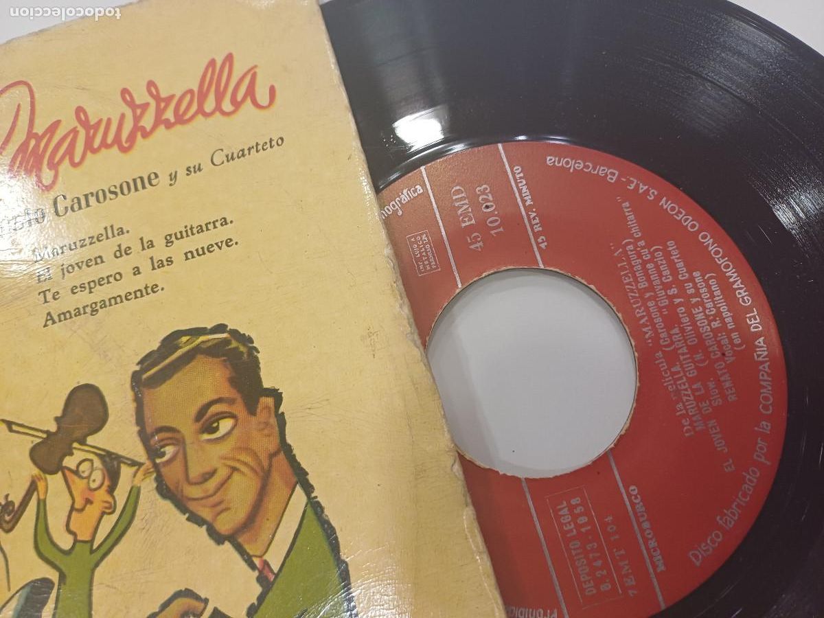 Discos de vinilo: RENATO CARASONE Y SU CUARTETO/MARUZZELLA/SINGLE DE LA PELICULA. - Foto 2